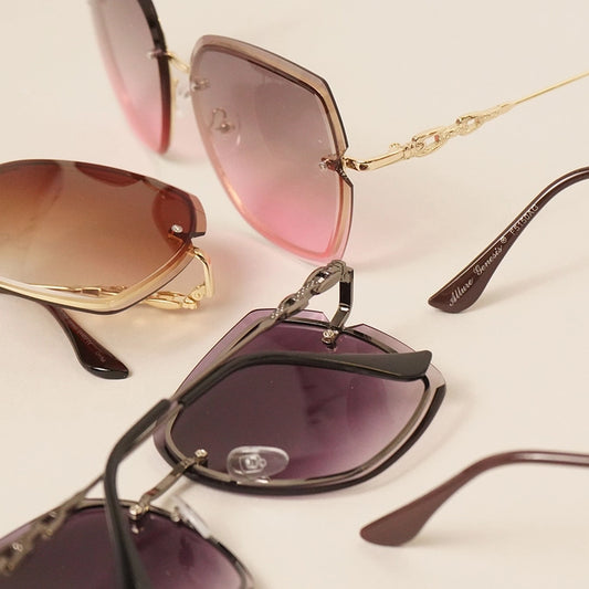 Oversized Rimless Aviator Sunglasses
