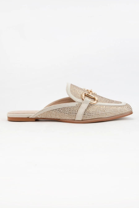 Bedazzled Loafer Flat Mule