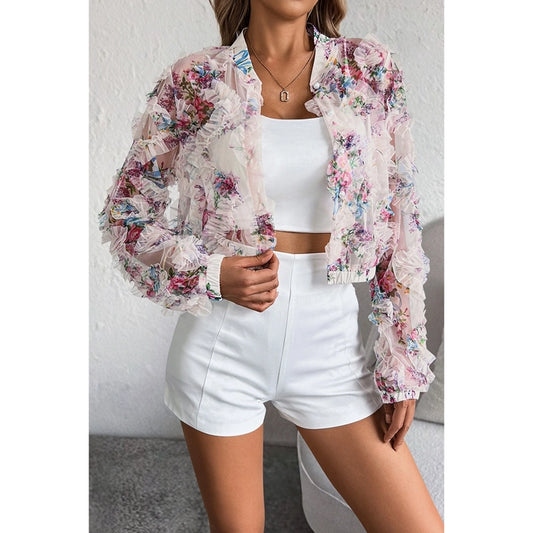 Floral Lace Ruffle Blouse