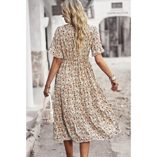 Boho Floral Ruffle Dress
