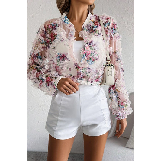 Floral Lace Ruffle Blouse