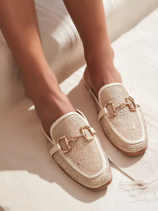 Bedazzled Loafer Flat Mule