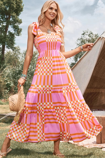 Boho Plaid Gingham Dress