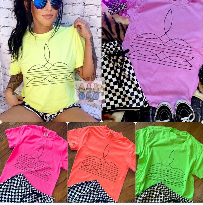 Neon Western Stitching Graphic Tee
