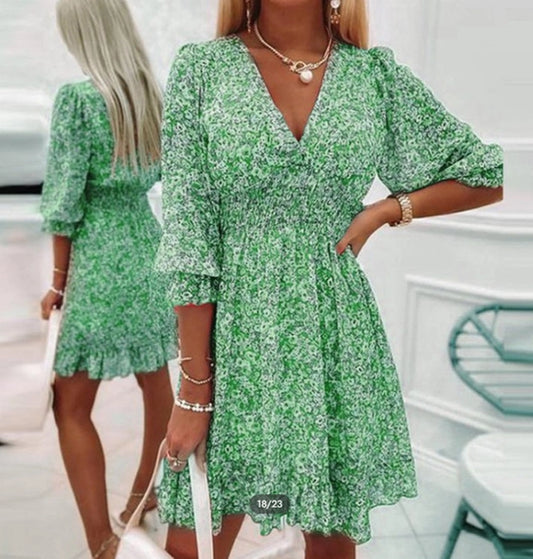 Boho Floral Print Dress