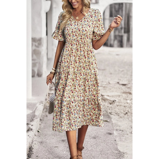 Boho Floral Ruffle Dress