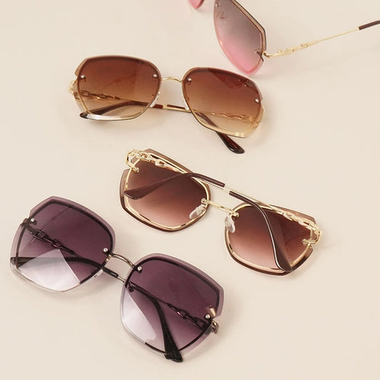 Oversized Rimless Aviator Sunglasses